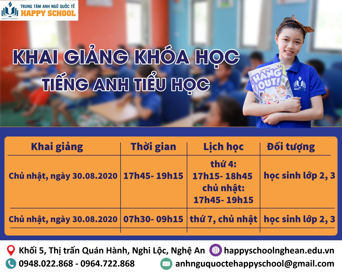 Khai giảng khóa học tiếng Anh tiểu học tại Nghi Lộc